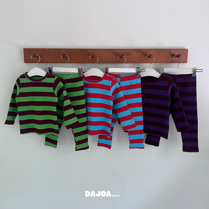 正韓秋DAJOA 三色粗條紋家居服套裝