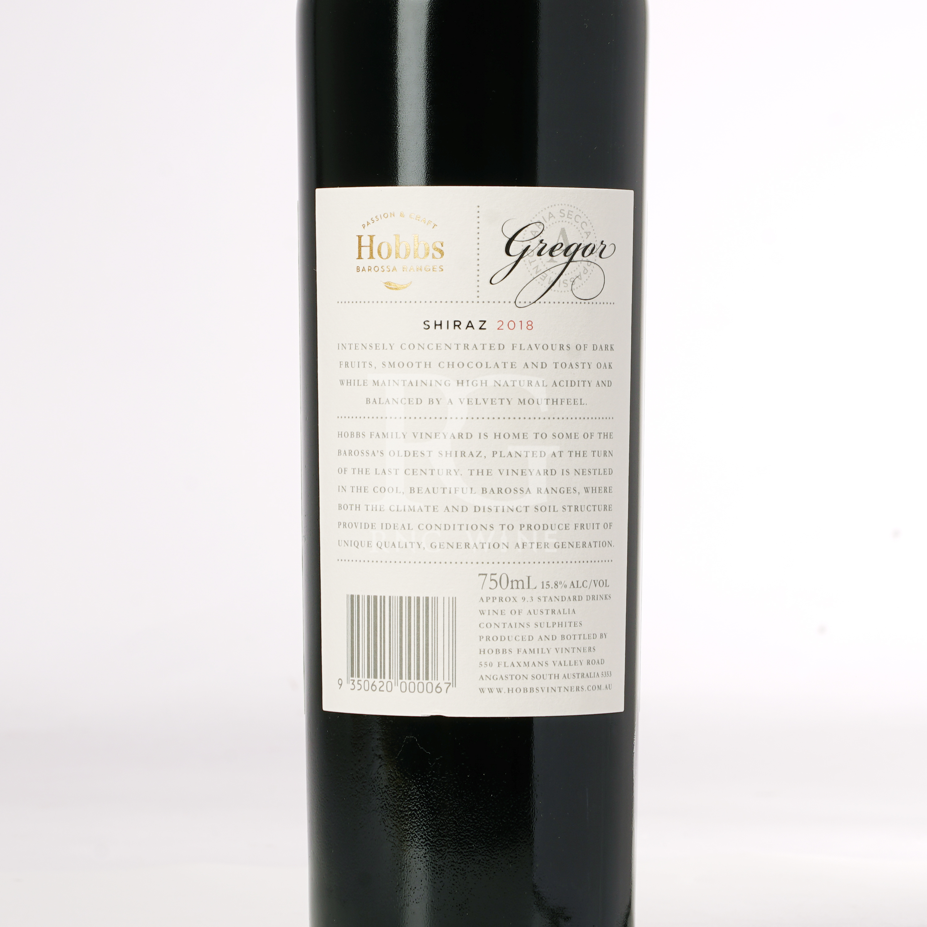 Hobbs Gregor Shiraz 2018 (RP98)