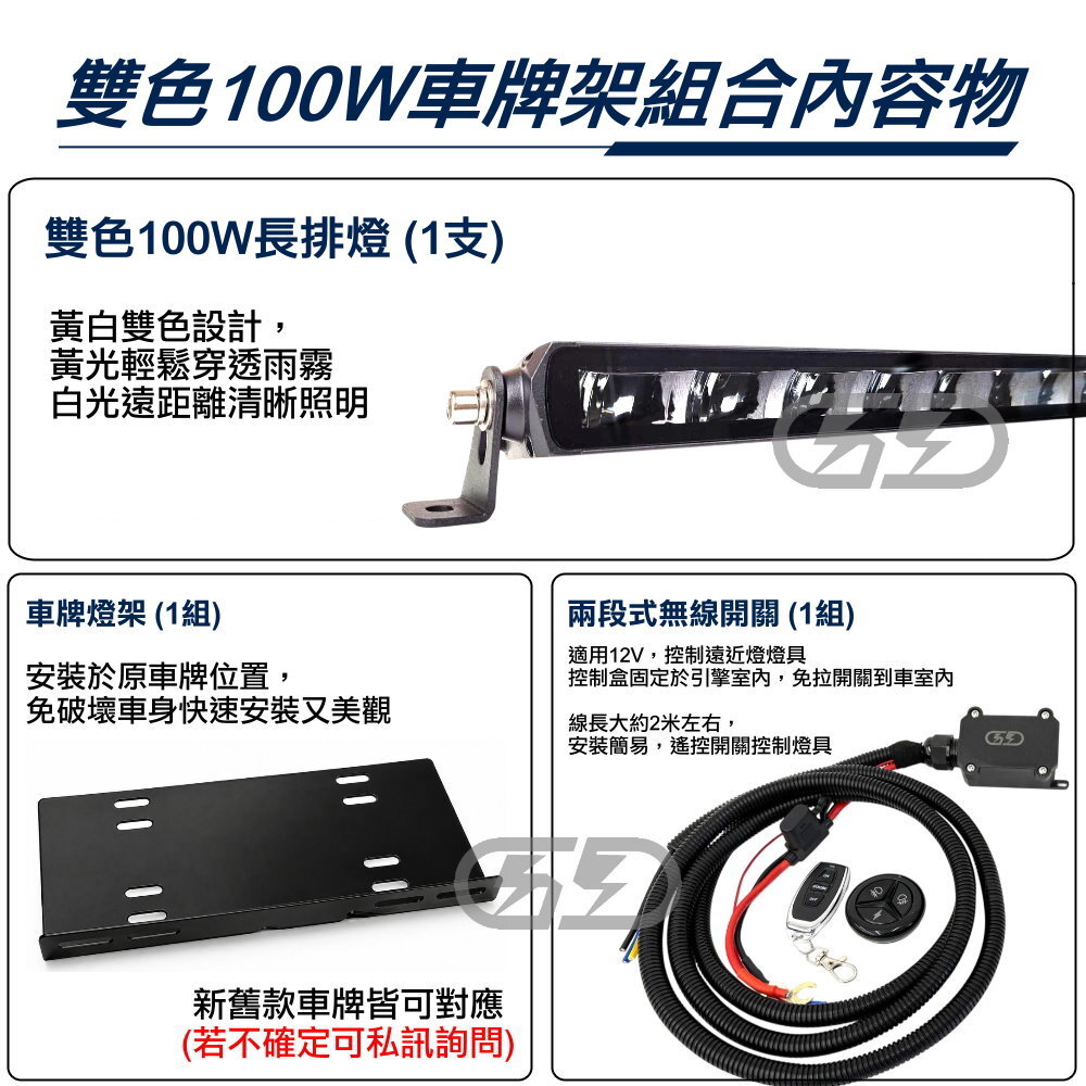 【無線開關】雙色100W車牌安裝組合套餐 晶典光電
