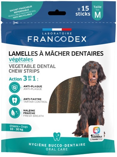 Francodex 狗小食．成犬用 素食潔齒棒 M