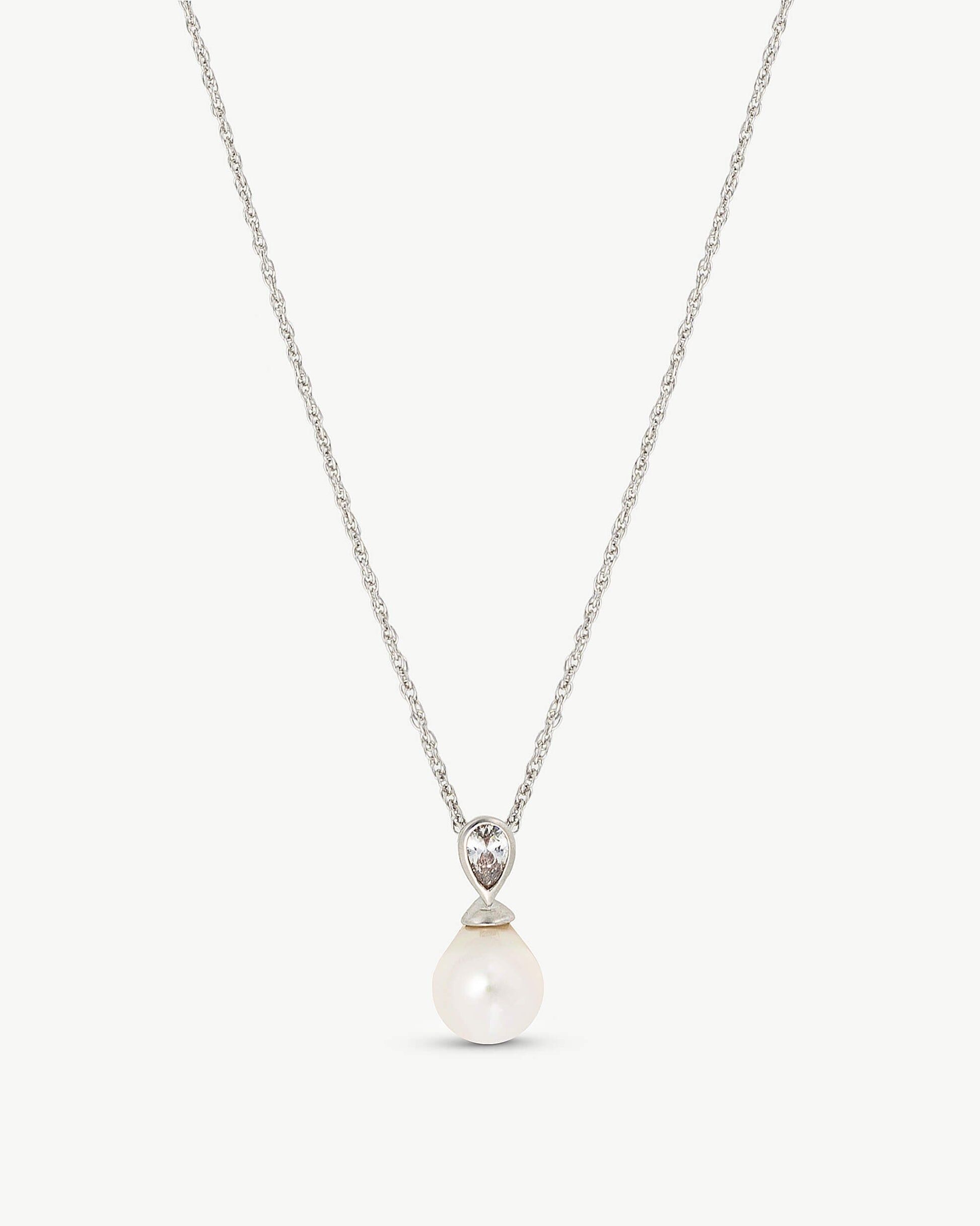 1MJ0826-122 [MAJORICA] 珍珠與鋯石項鍊 10x12mm Selene 白色 #12268.01.2 (EU)
