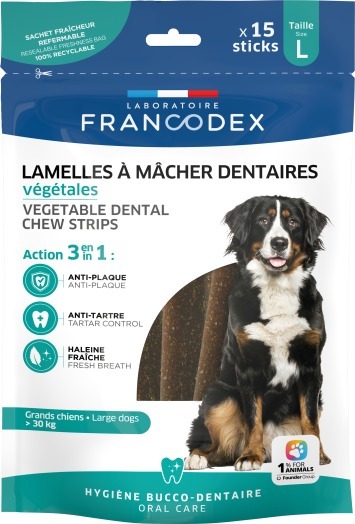 Francodex 狗小食．大型成犬用 素食潔齒棒 M