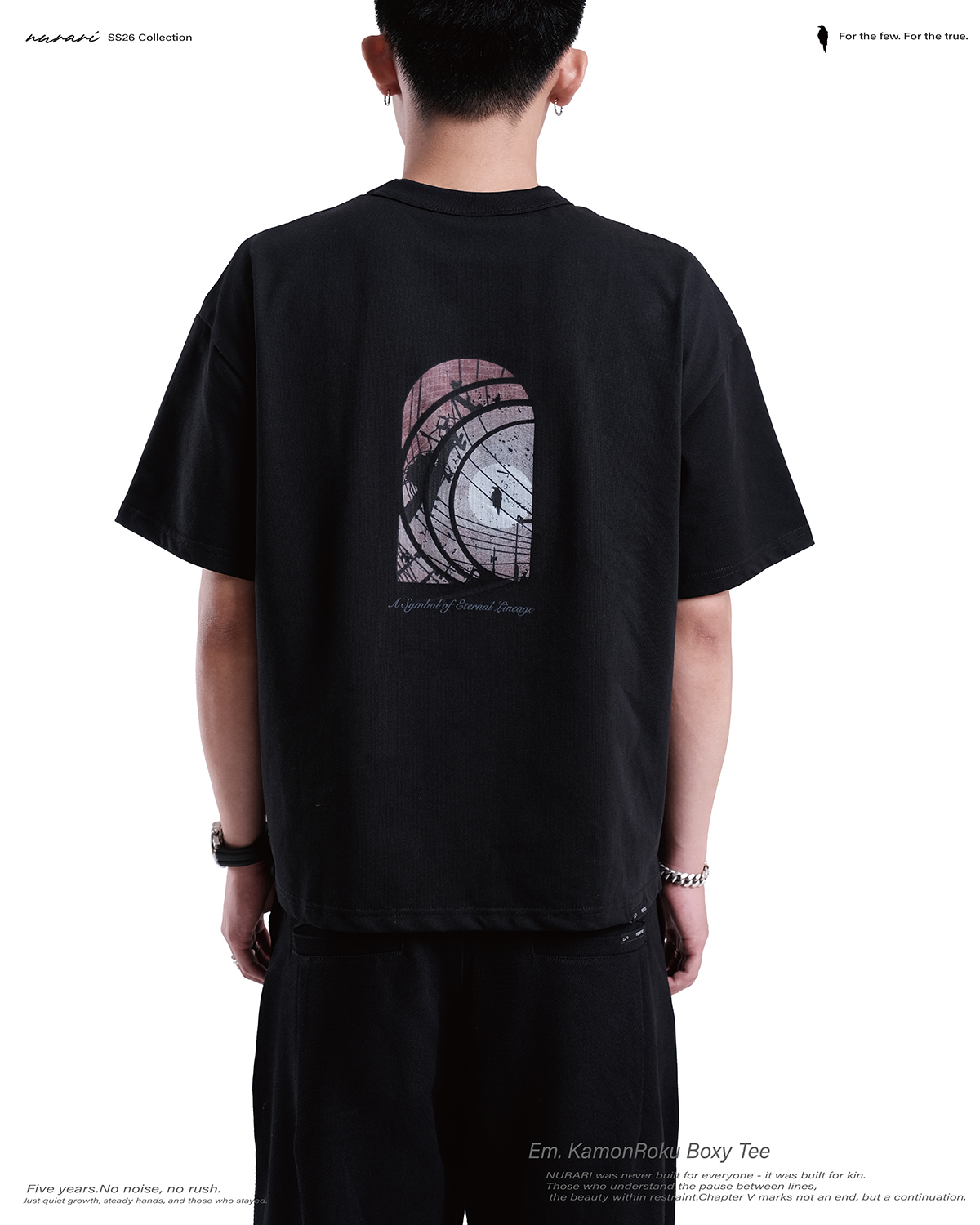 NURARI 八咫烏圖像寬短版短T｜Em. KamonRoku Boxy Tee（26SS）