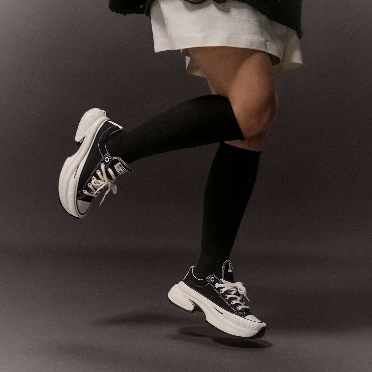 CONVERSE RUN STAR CRUSH 黑奶油 鯊魚 厚底 帆布鞋 女鞋 KARINA同款 A18465C