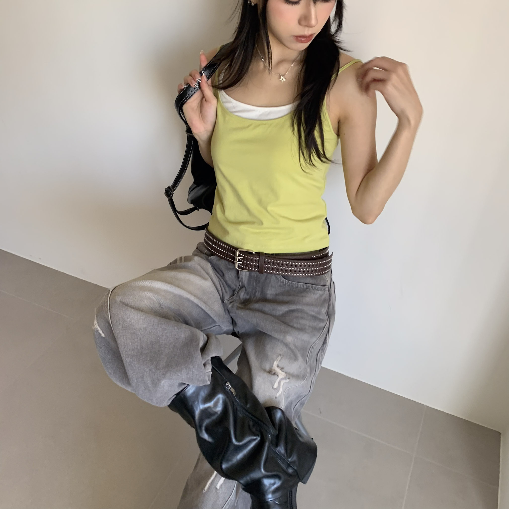 ISA_果汁跳跳糖 撞色層次(1+1)背心二件組_67009