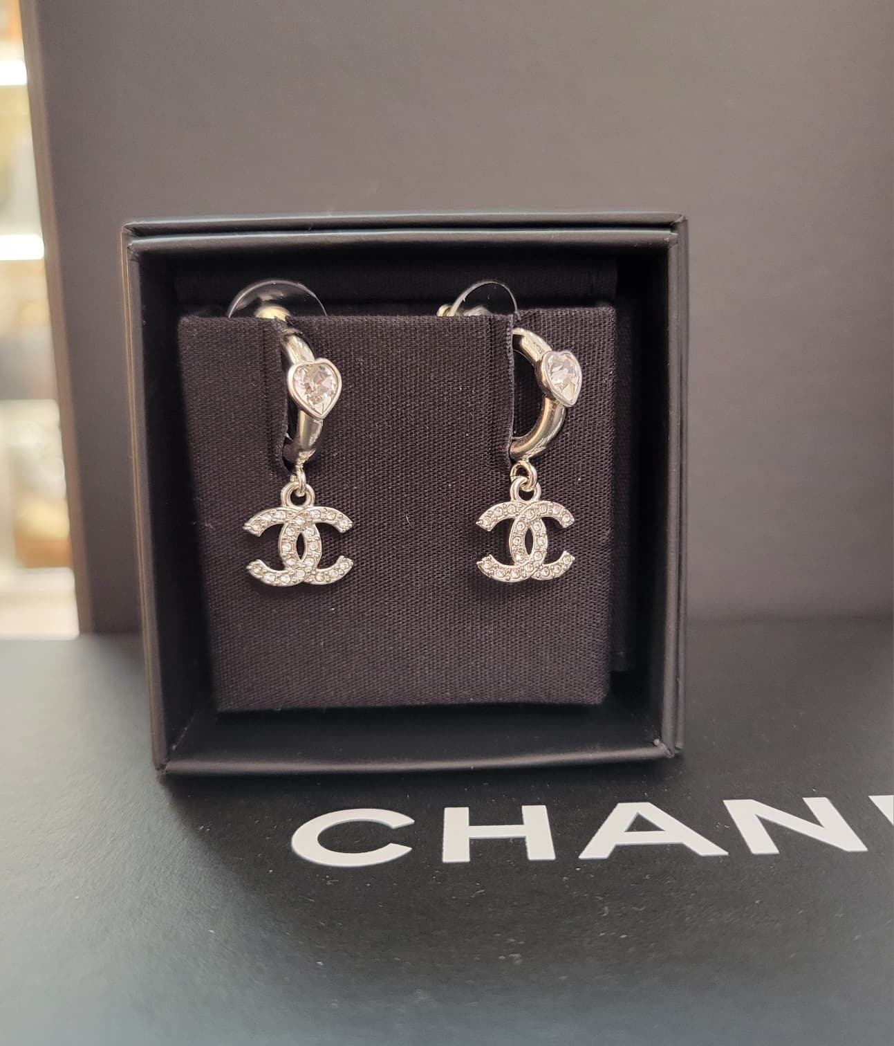 CHANEL ABF779 Coco Heart Silver Earrings