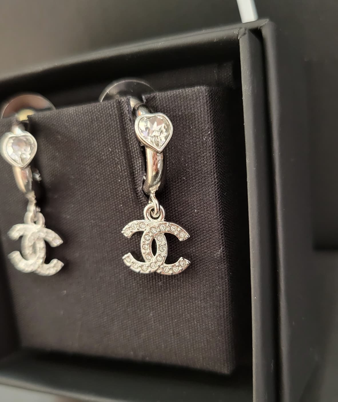 CHANEL ABF779 Coco Heart Silver Earrings