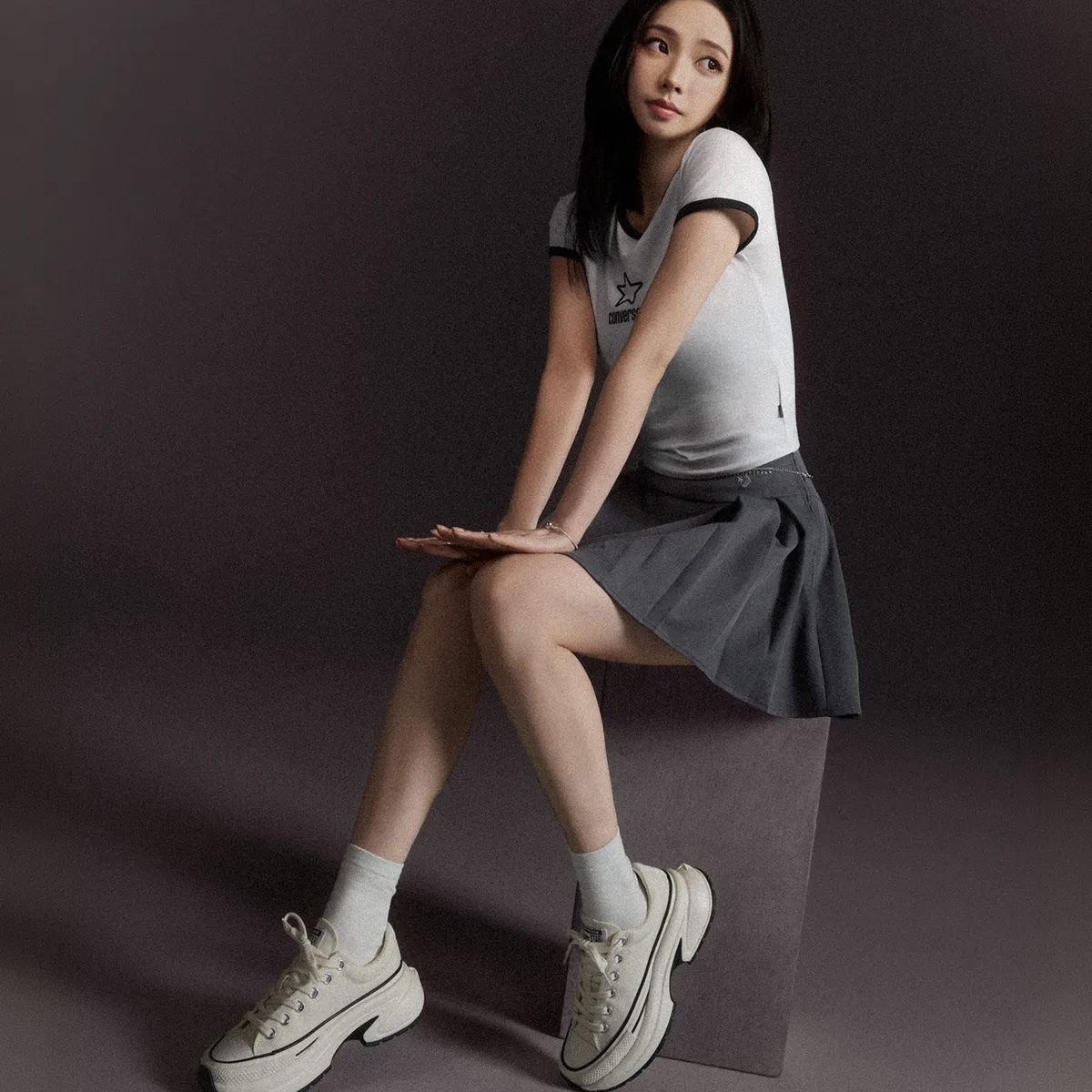 CONVERSE RUN STAR CRUSH 全白 鯊魚 厚底 帆布鞋 女鞋 KARINA同款 A19266C