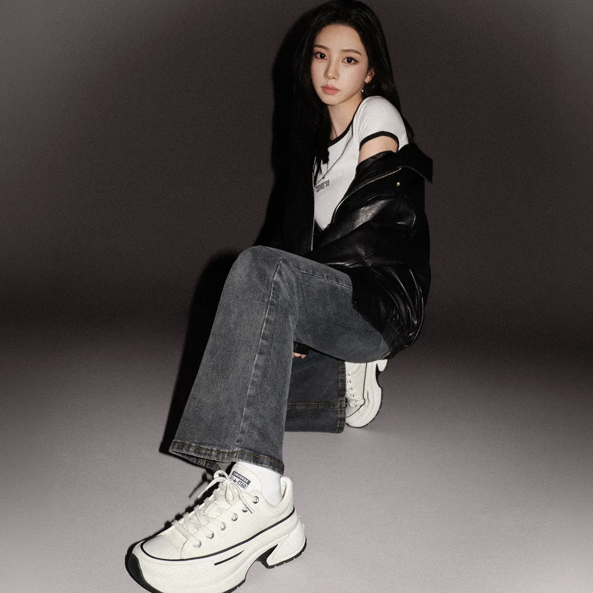 CONVERSE RUN STAR CRUSH 全白 鯊魚 厚底 帆布鞋 女鞋 KARINA同款 A19266C