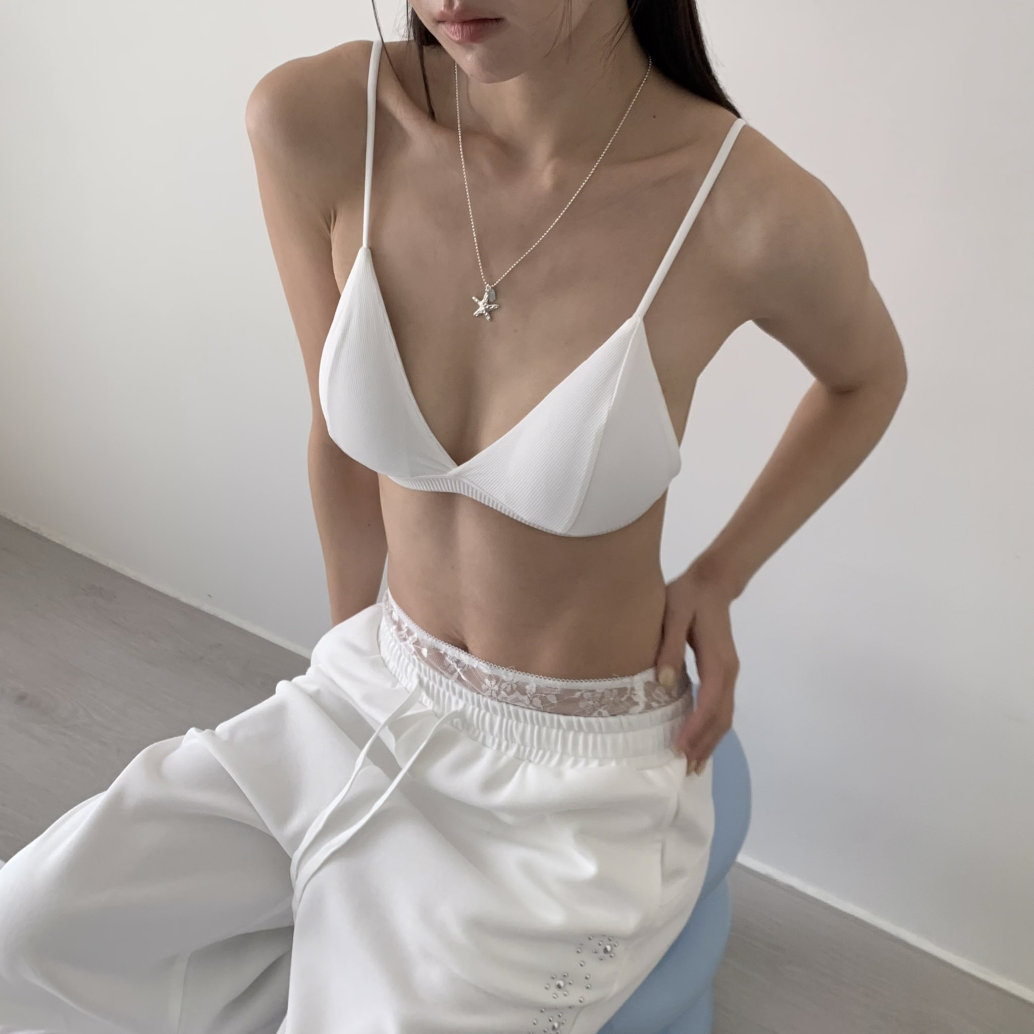 ISA_性感復刻 坑條法式細肩三角杯bra top_67023