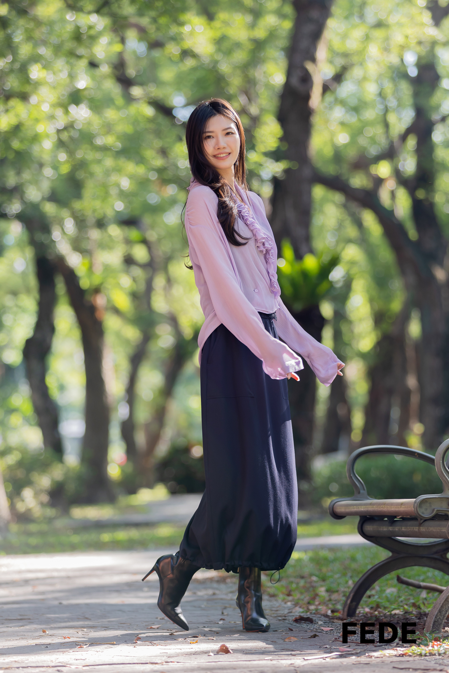 ALBERTA  FERRETTI  立體荷葉雪紡上衣(淺紫)