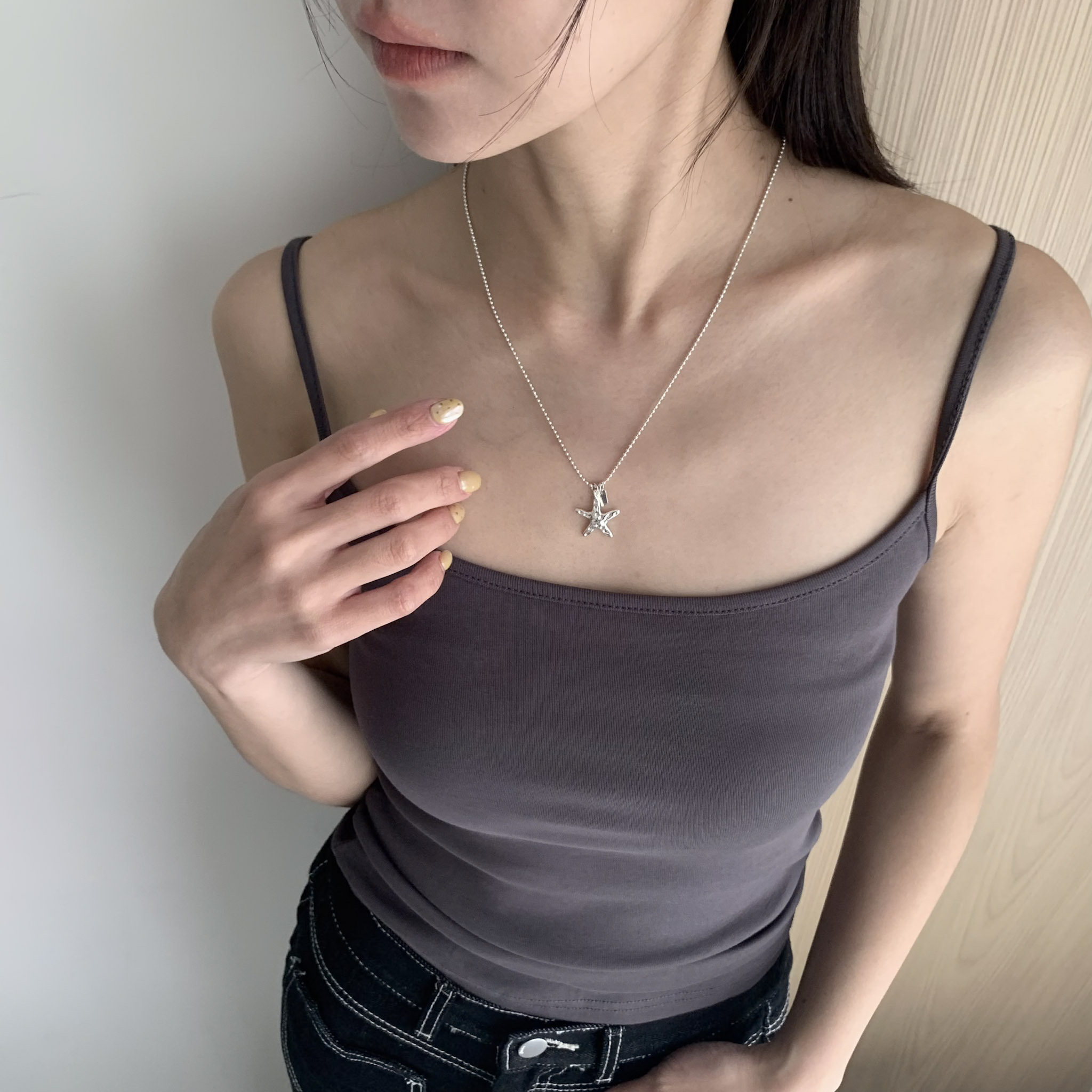 ISA_光影利莫里亞 不規則波紋海星圓珠項鏈_67026