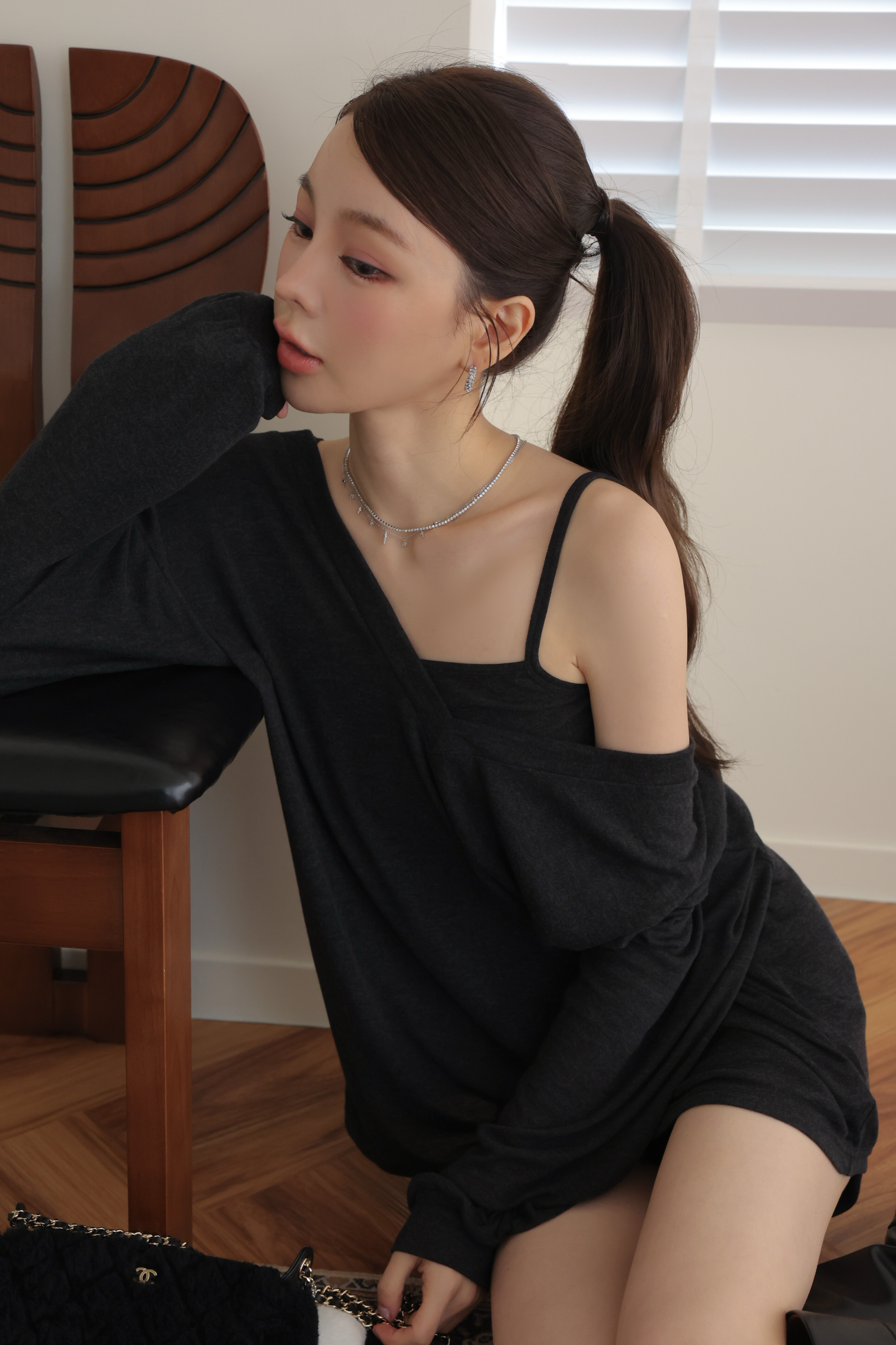 兩件式大V領鬆弛感感上衣 HF10