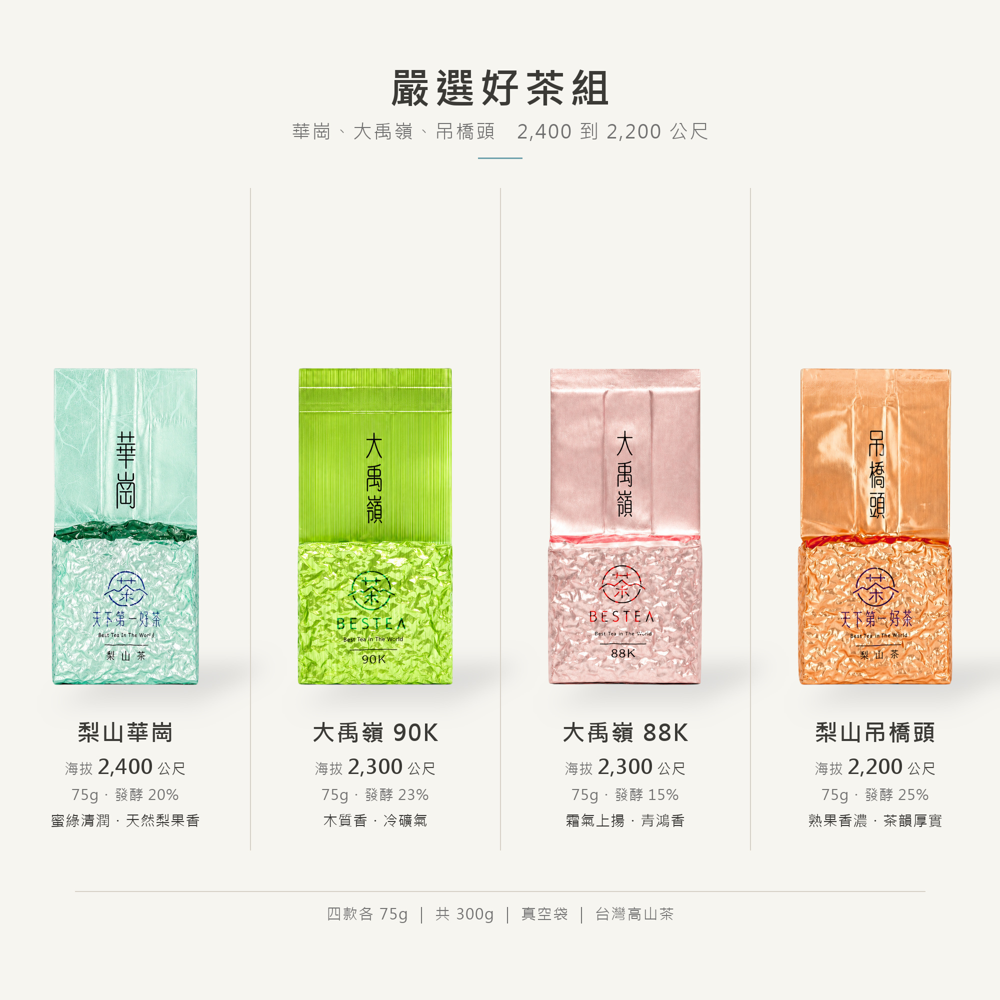 嚴選好茶組-300g｜華崗×大禹嶺×吊橋頭【半斤】