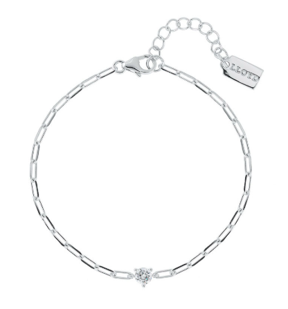 DT081 LLOYD 925純銀 愛心鑽 Paper Clip 手鏈 (16+3cm)