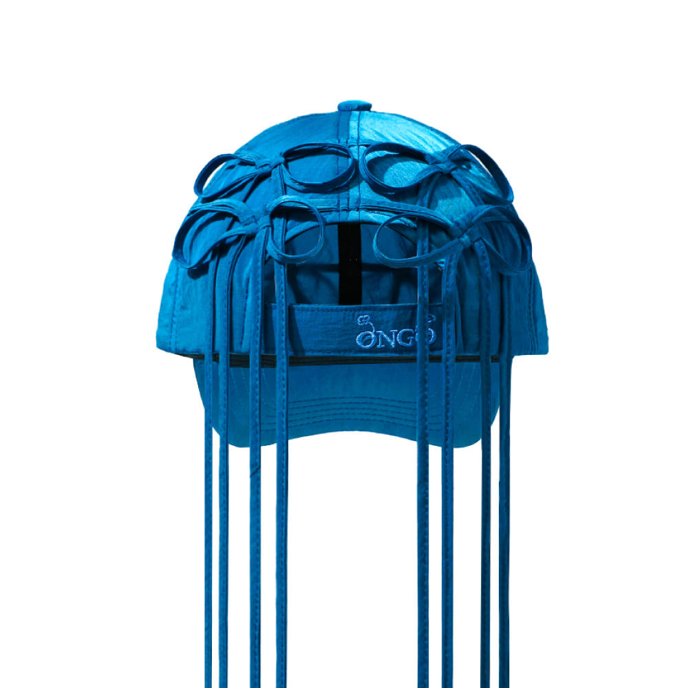 <新品>ONGO Quad Ribbon Knot Cap 長花結 刺繡 尼龍 老帽 寶藍