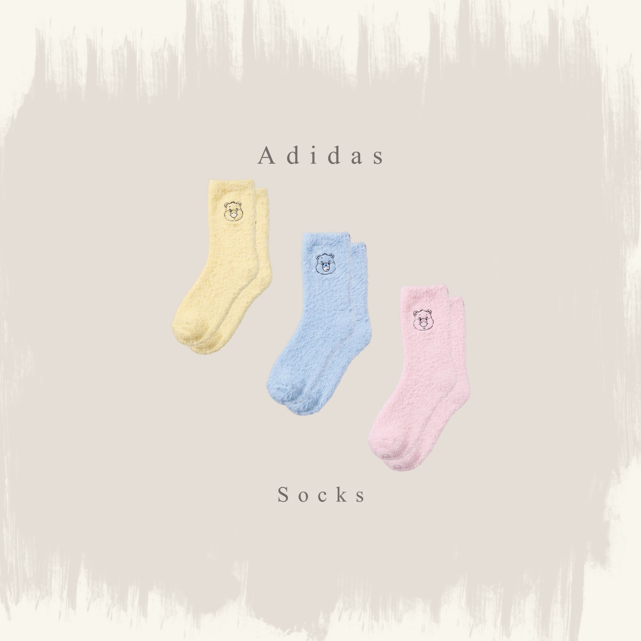 CARE BEARS x ADIDAS ORIGINALS 三色 彩虹熊 毛絨中筒襪 襪子 KT1937