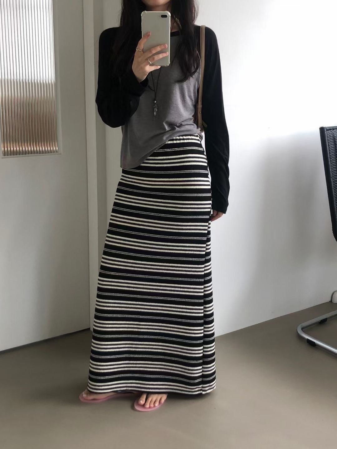橫條長裙