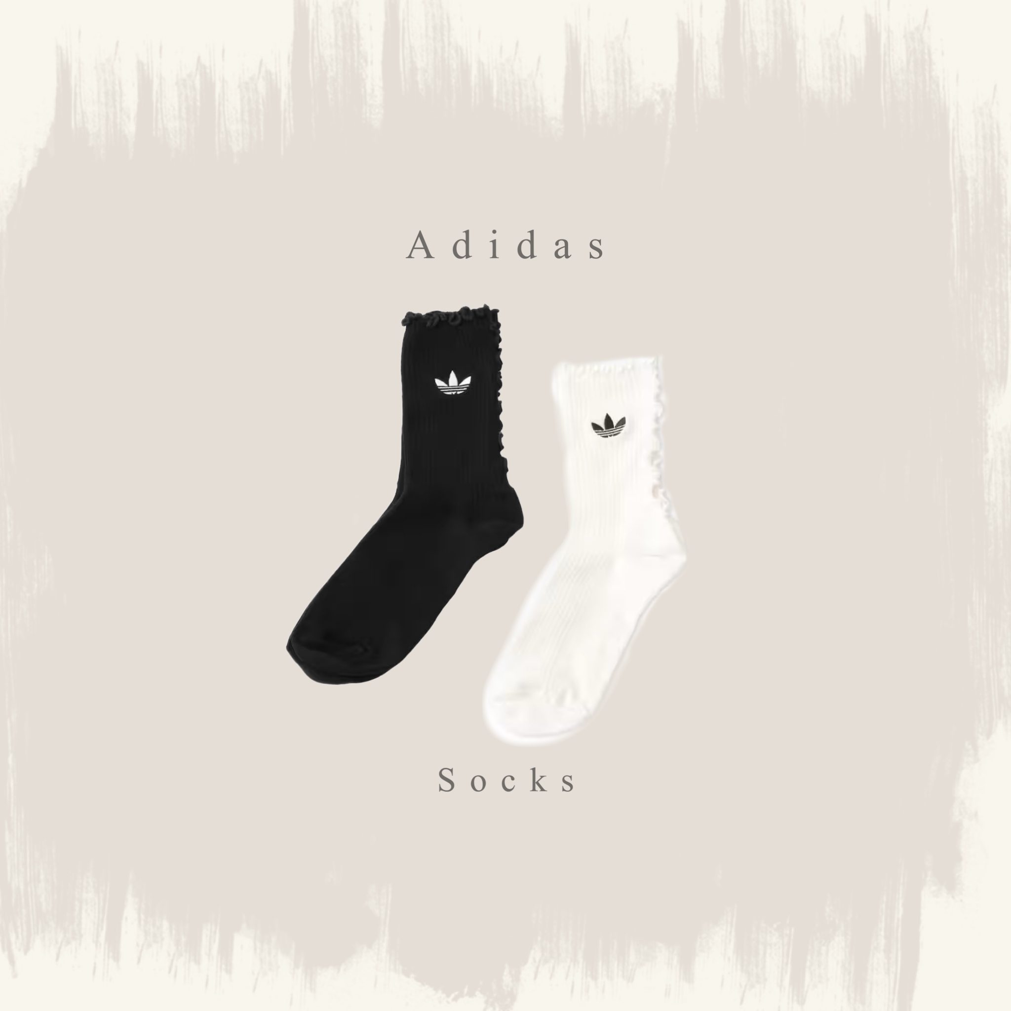 ADIDAS ORIGINALS 捲邊 荷葉邊 黑白兩色 中筒襪 襪子 KR4222