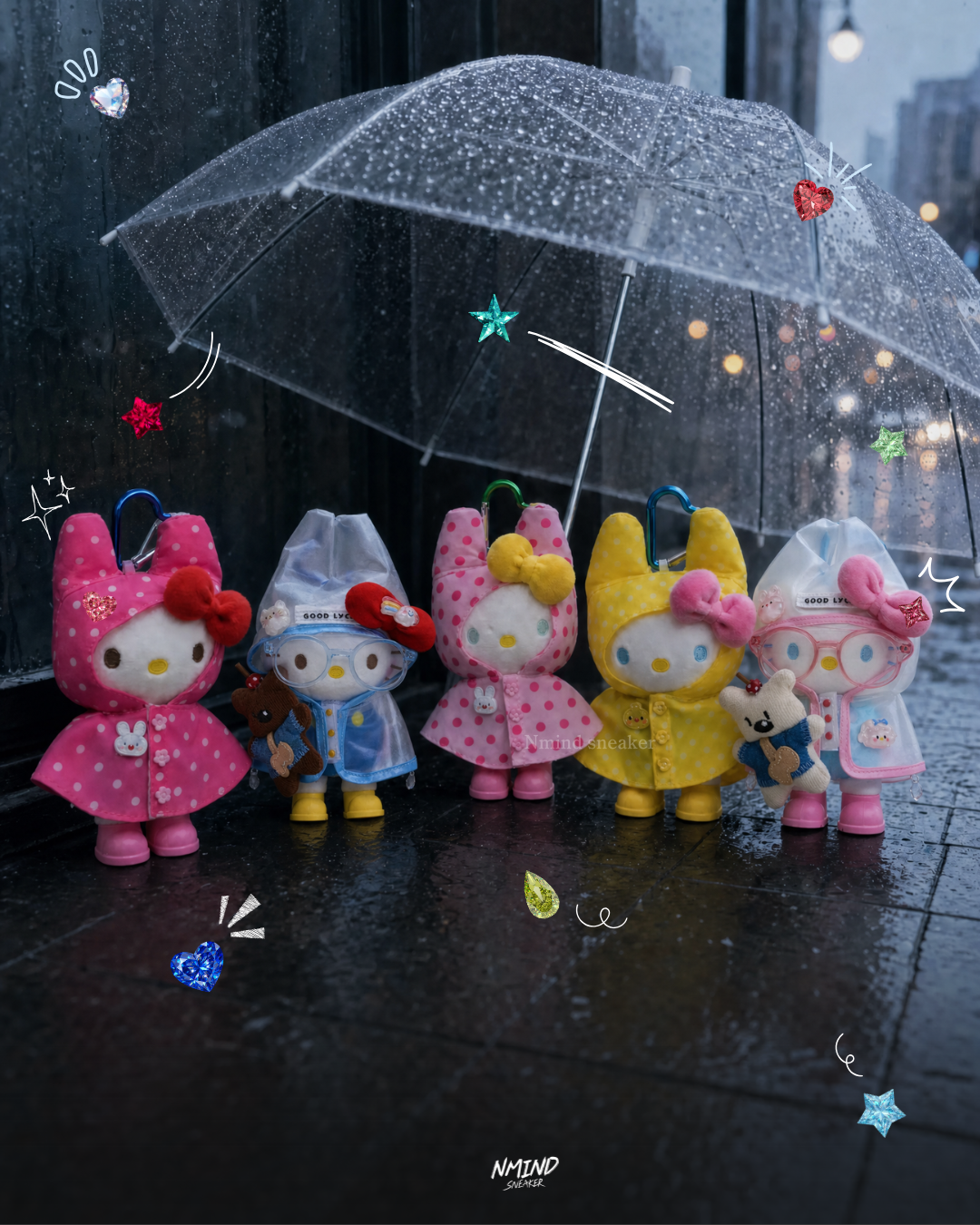 <雨天kitty陪妳💎> 穿雨衣的凱蒂 凱蒂掛娃 愛心掛勾 可加購可愛寶石貼