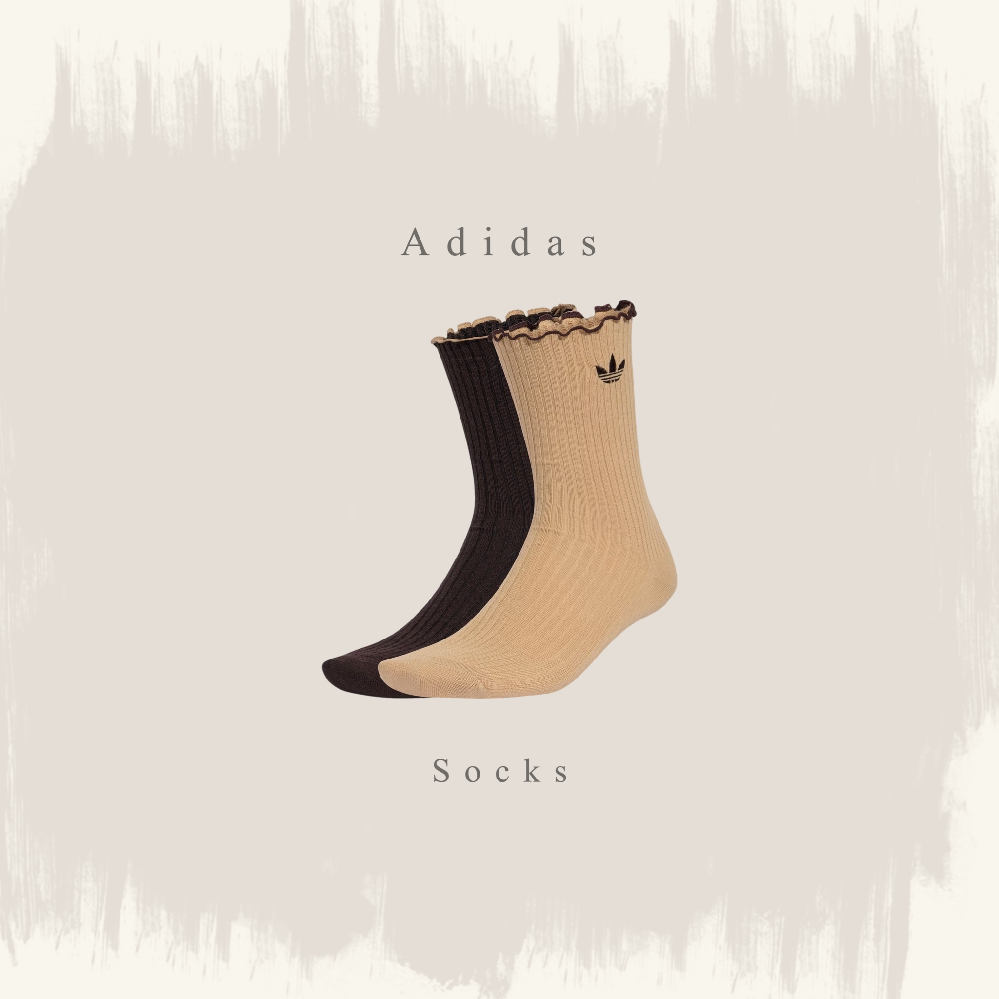 ADIDAS ORIGINALS 大地色 咖啡 捲邊 荷葉邊 中筒襪 襪子 KR4220