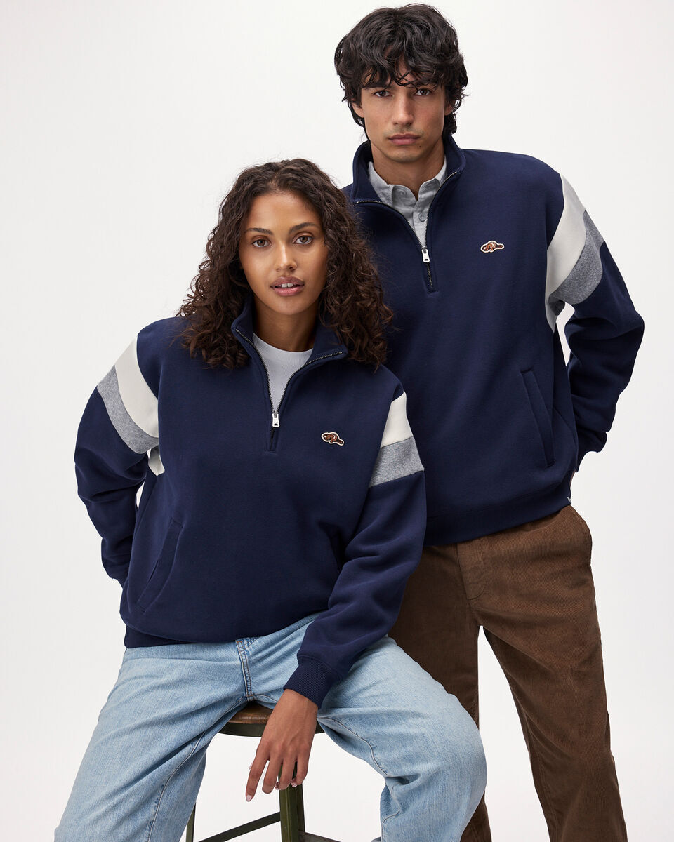 ROOTS 大人(Unisex) Beavermark系列 正反圖 厚棉 刷毛 半拉鍊外套 (2色)