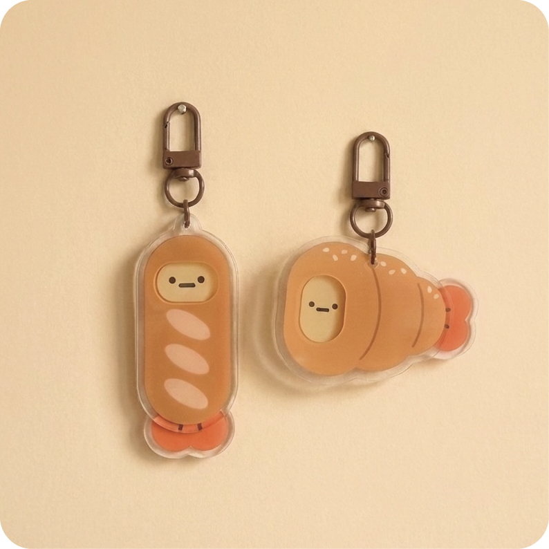 Shrimp Bakery Double-Layer Acrylic Keychain – 2 Designs