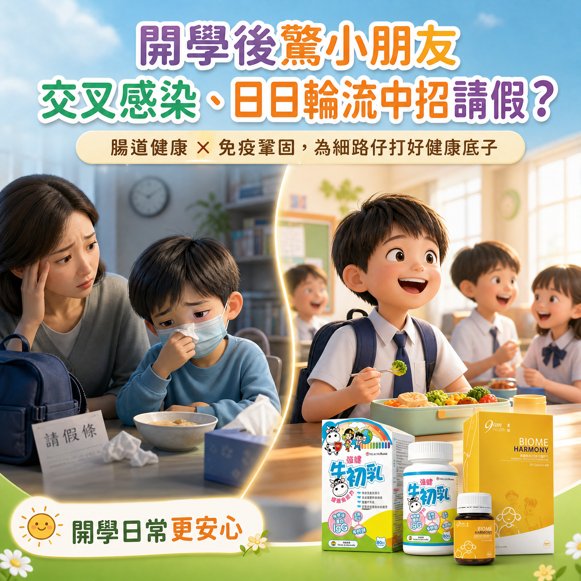 🎒✨【兒童開學免疫小衛士】🛡️👶9am Health 兒童益生菌💊 + 保多康 強健牛初乳🐮