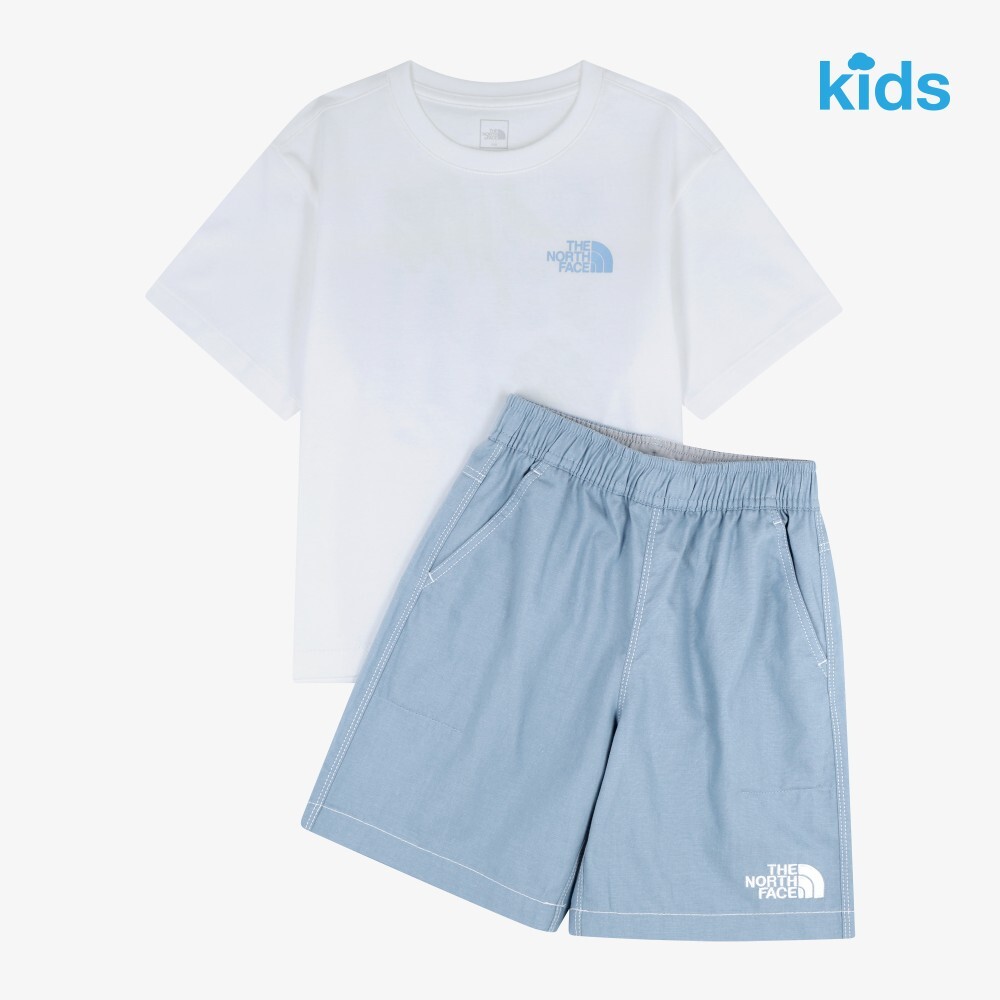 【OWN】The North Face 短袖 短褲 上衣 休閒 套裝 兒童 牛仔褲 涼感 女生可穿 黑色 白色 灰色