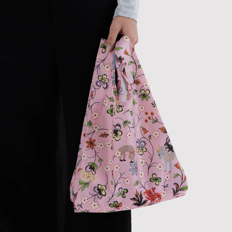 美國 BAGGU 設計口袋購物包 城堡花園 粉 (S)