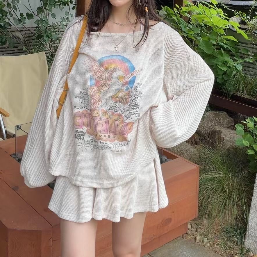 壓紋飄擺褲裙