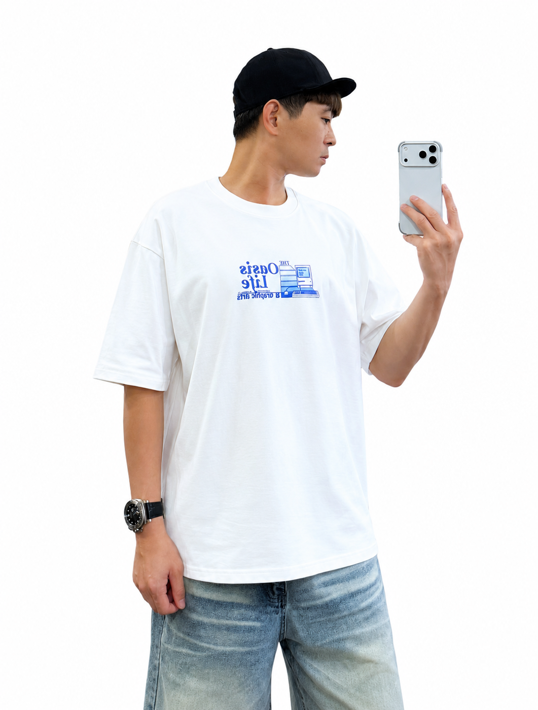 『新品上市』重磅復古數位化短T(NOF2605623)-白