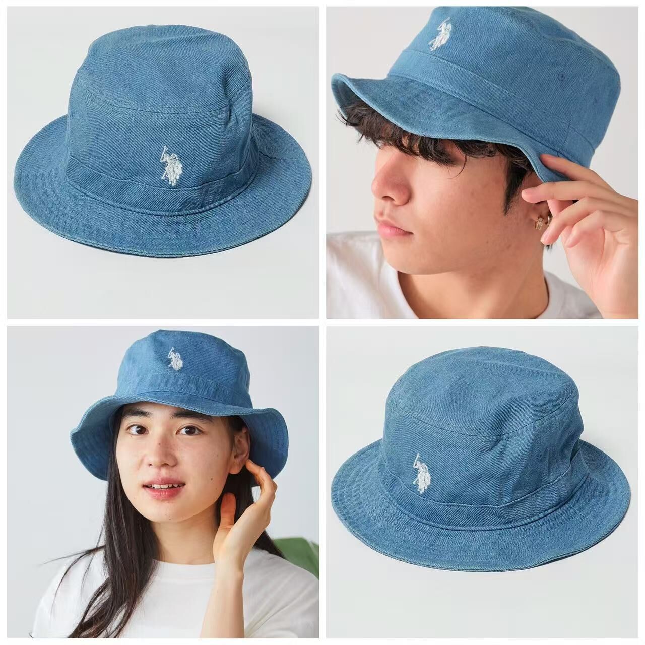 【預購】JM082603 U.S. POLO ASSN. 經典刺繡丹寧漁夫帽