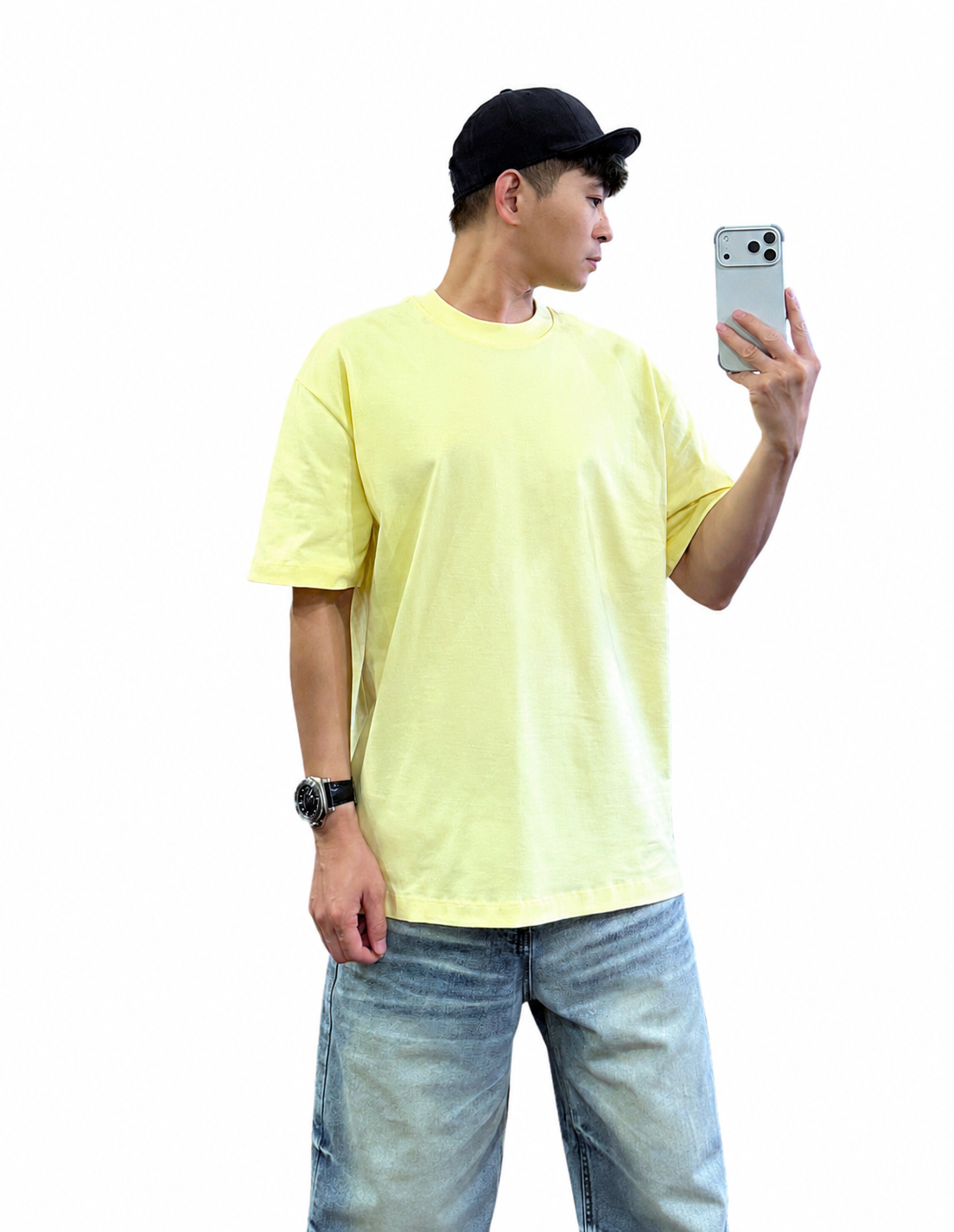 『新品上市』重磅美式街頭寬版棉短T(NOF2605S1708)-黃