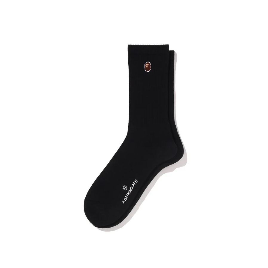 A BATHING APE BAPE ONE POINT APE HEAD SOCKS 猿人頭長襪 黑色 (單雙)-1M30184004