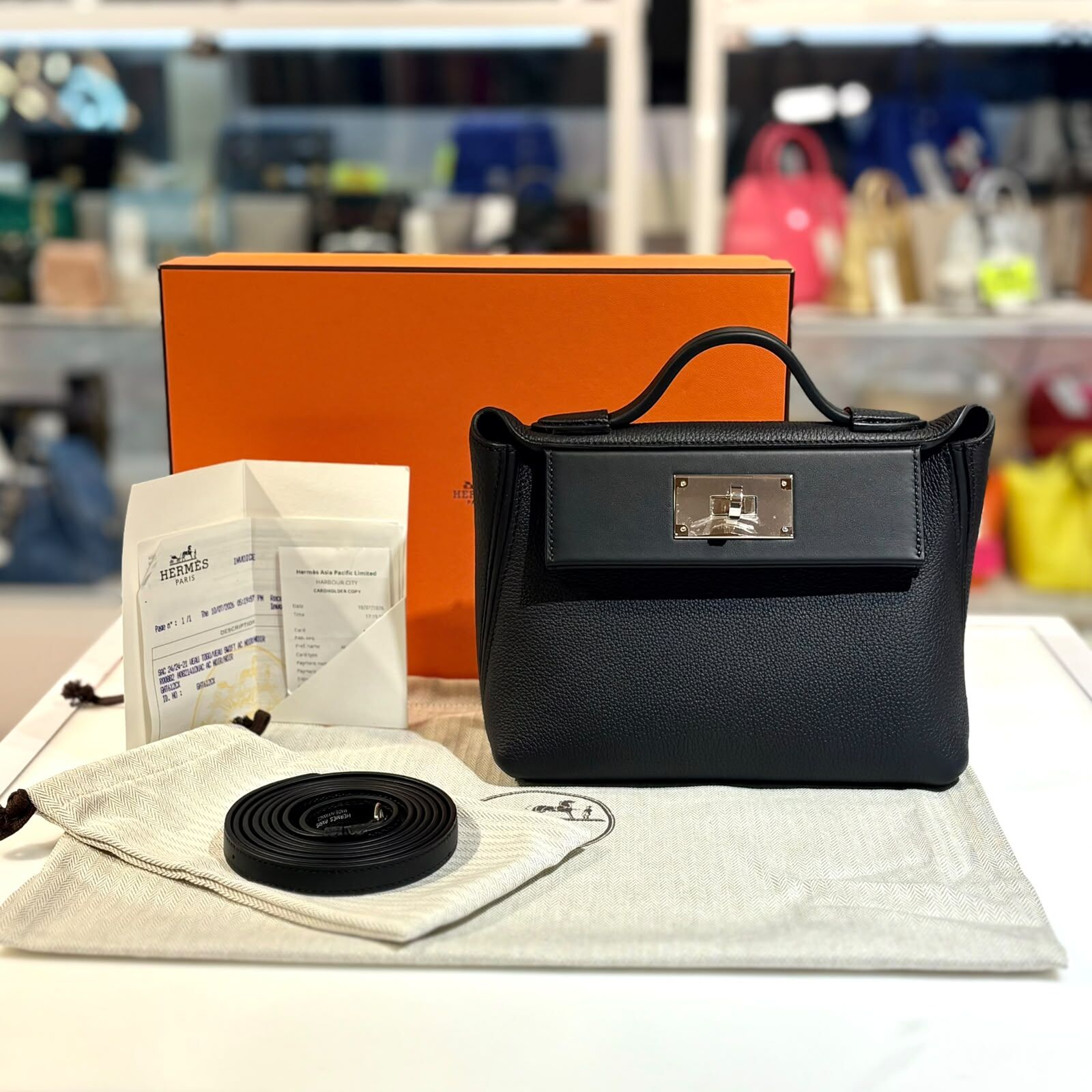 全新HERMES MINI 2424 黑色銀扣 TOGO皮 G刻 H082141CKAC #BRAND NEW #香榭站正品