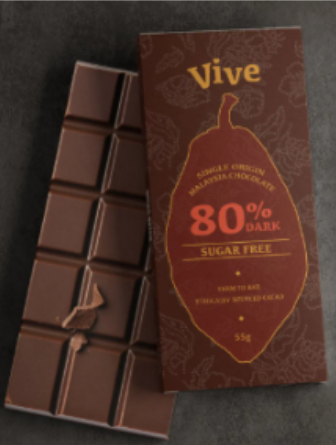 CA260826 - A10-VIVE Keto-Friendly 80% Dark Chocolate with Monk Fruit Extract 生酮80%黑巧克力55g-EXP: 3月27年
