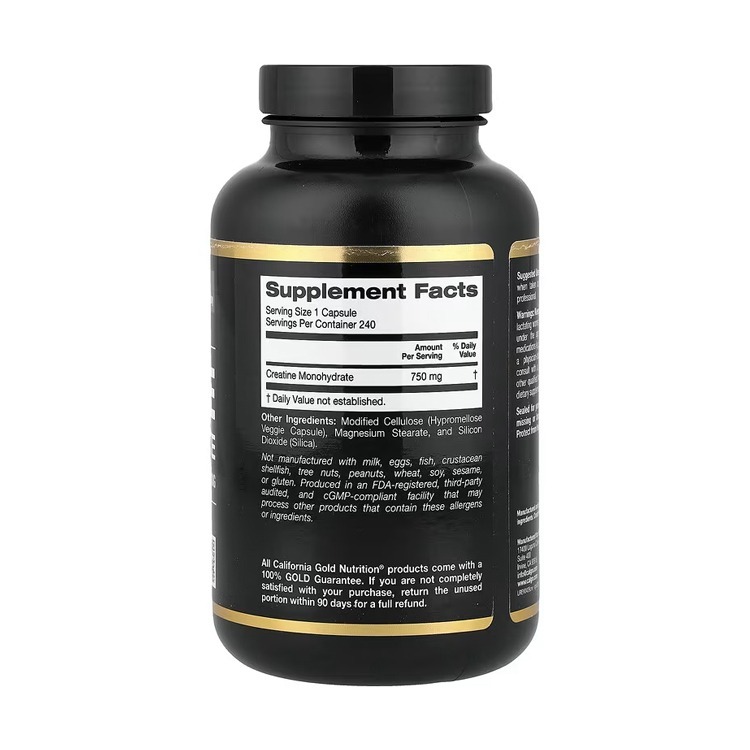 美國California Gold Nutrition Creatine 純一水肌酸750毫克,240膠囊