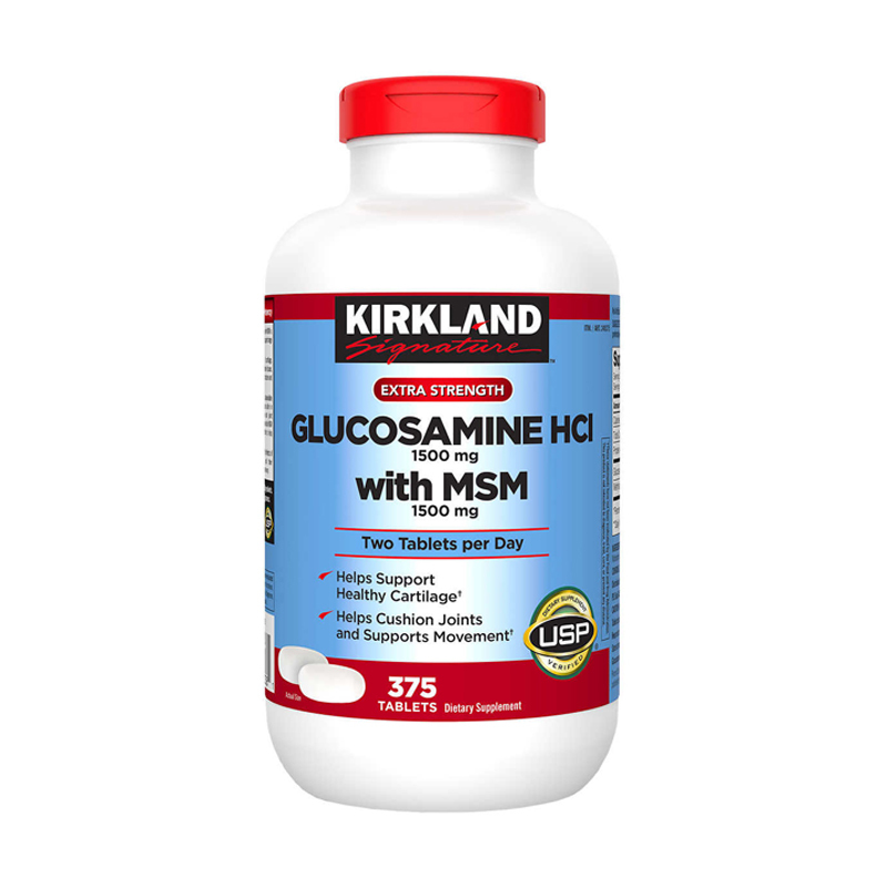 美國Kirkland 葡萄糖胺1500毫克+MSM(有機硫)1500毫克,375粒裝[有效日期：01/2029 ]