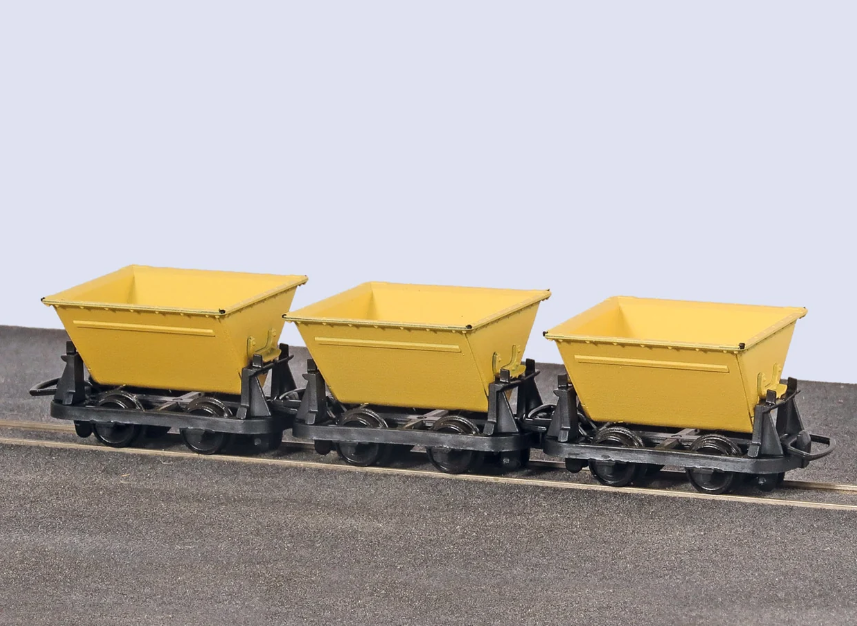 PECO GR332 OO9 Scale V Skip Wagons - yellow