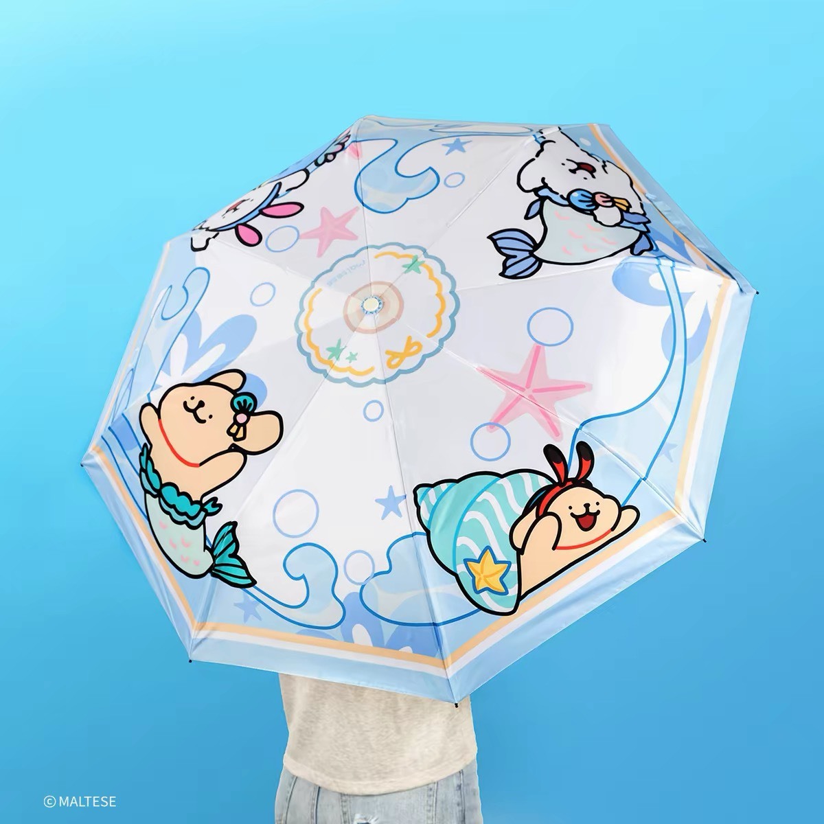 正版授權 線條小狗 MALTESE 海底系列 周邊 晴雨 兩用 折疊傘