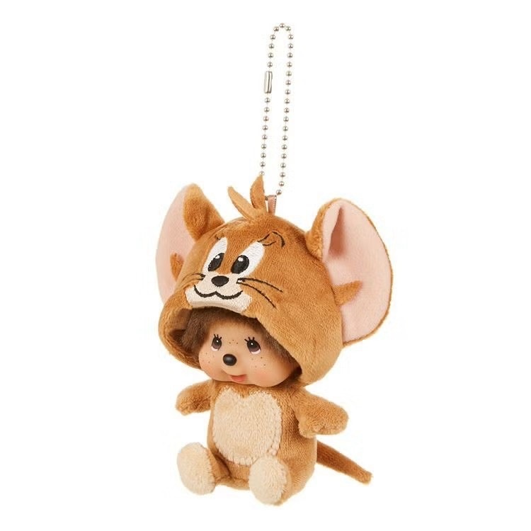 Monchhichi x Tom and Jerry 蒙奇奇 傑利鼠 吊飾 側面特寫照