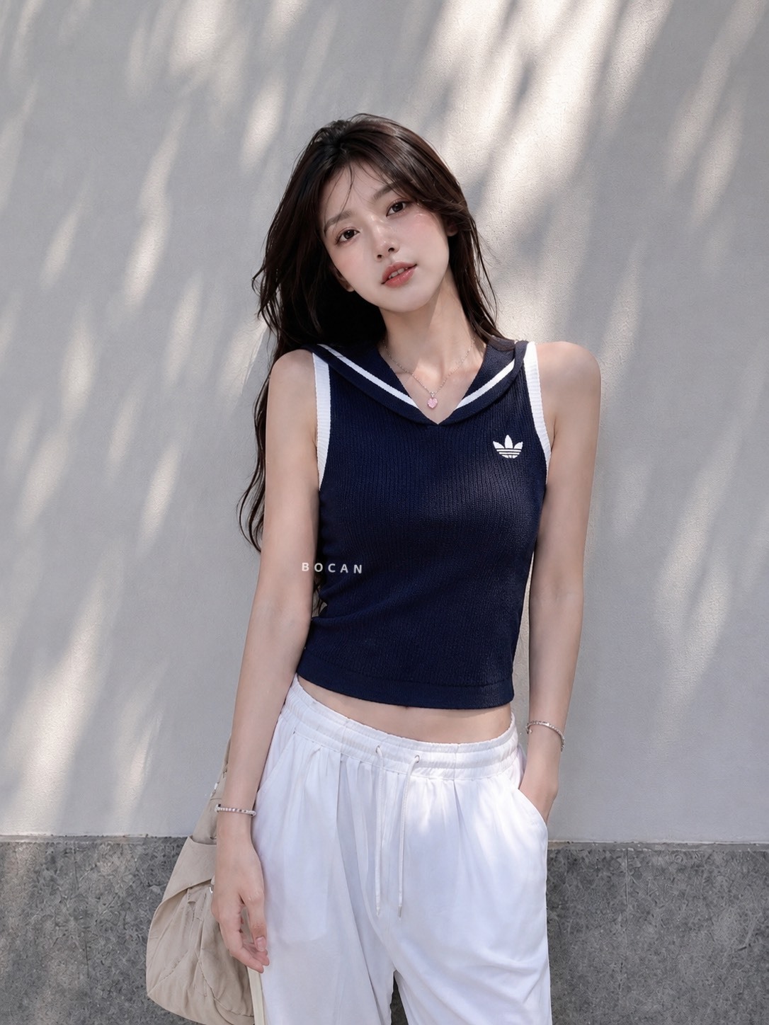 ADIDAS ORIGINALS 削肩 針織背心 翻領披肩 愛迪達 兩色