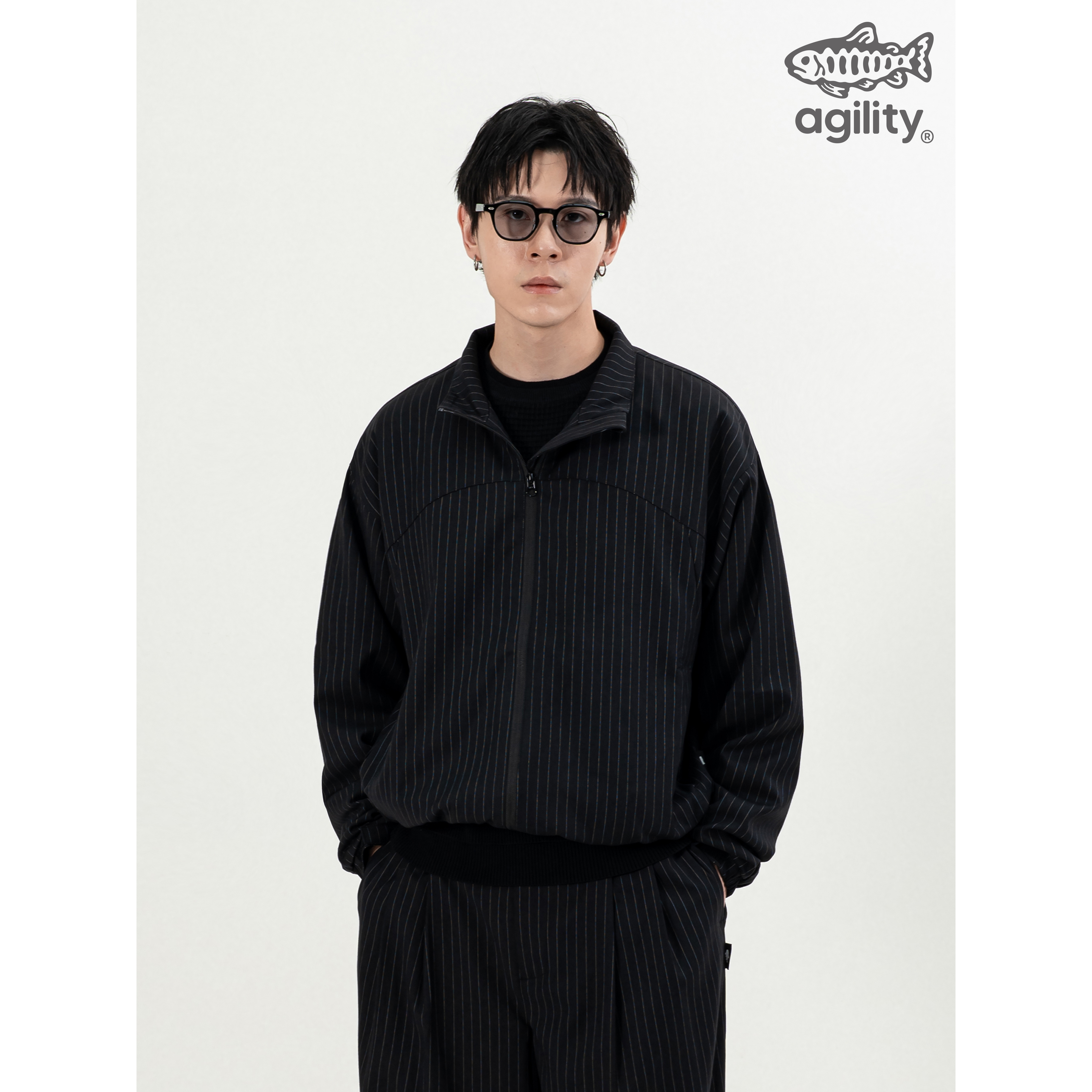 AGILITY Striped Track Jacket 條紋西裝布料 立領外套 [S-ASJ]
