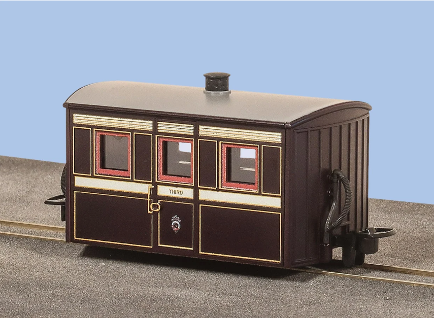 PECO GR555 OO9 Scale F.R. 4 Wheel Bug Box Coach, 3rd Class, Victorian Livery