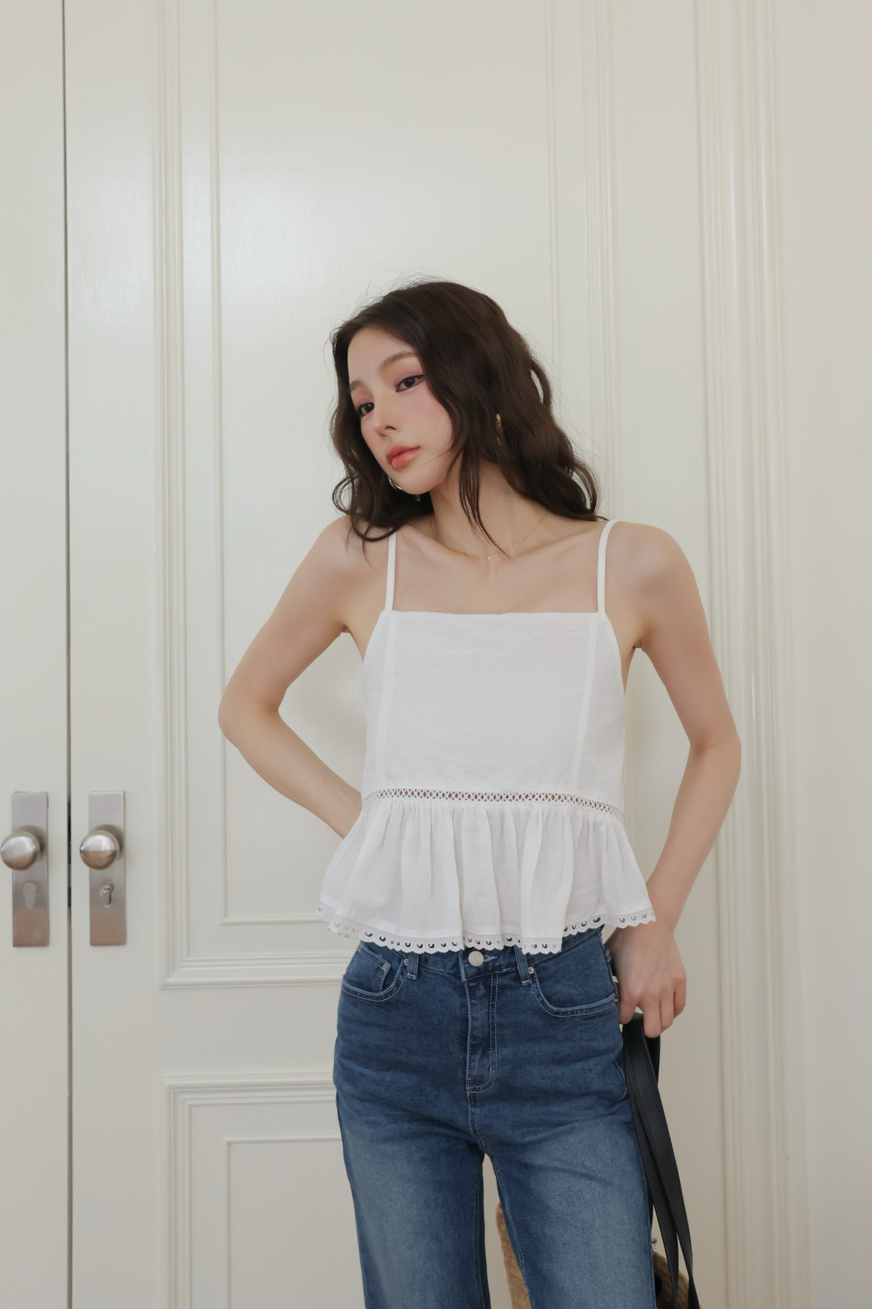 甜美鏤空愛心花邊細肩背心 HF16  #WINNIE清單