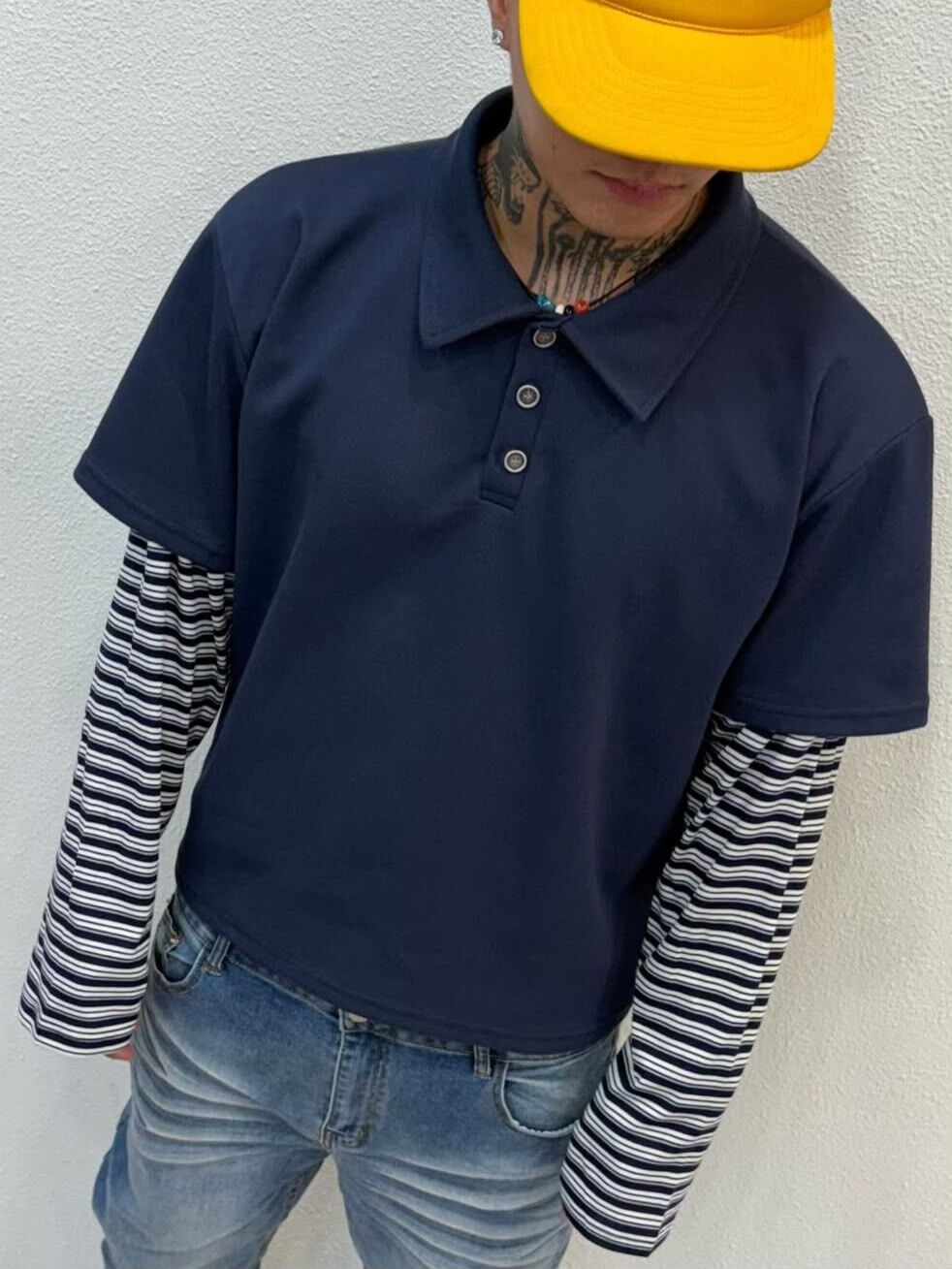 拼橫間手袖長袖Polo衫 SCOPE-177T