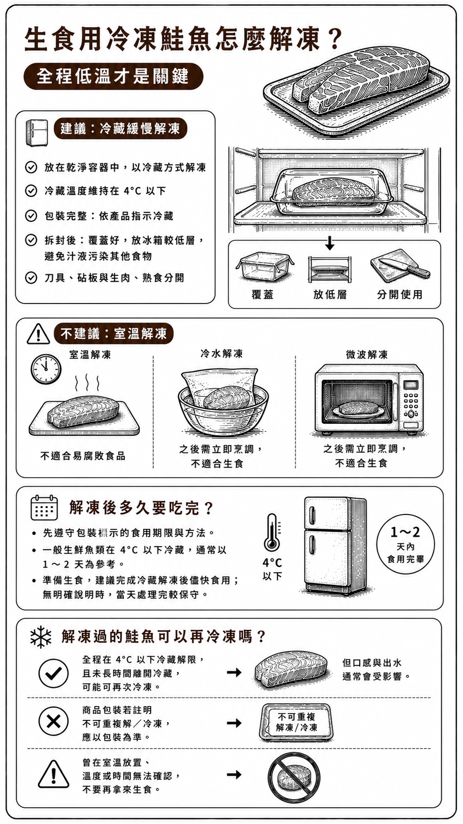 生食用冷凍鮭魚怎麼解凍?全程低溫才是關鍵