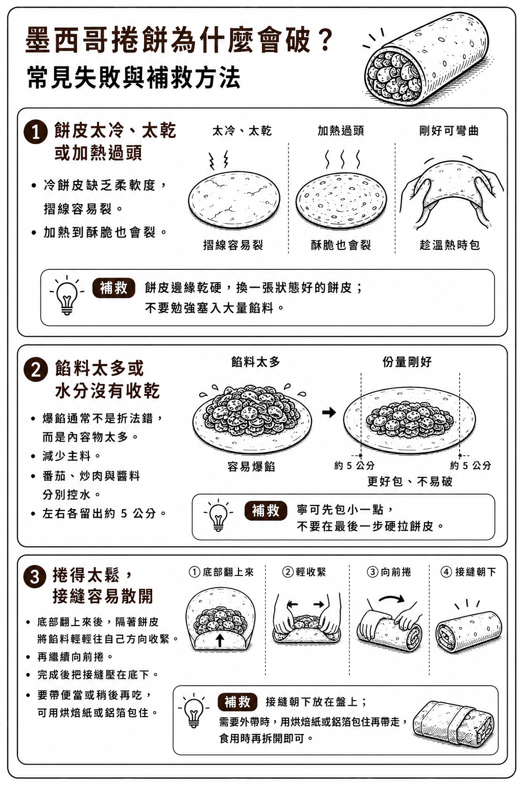 墨西哥捲餅為什麼會破?常見失敗與補救方法
