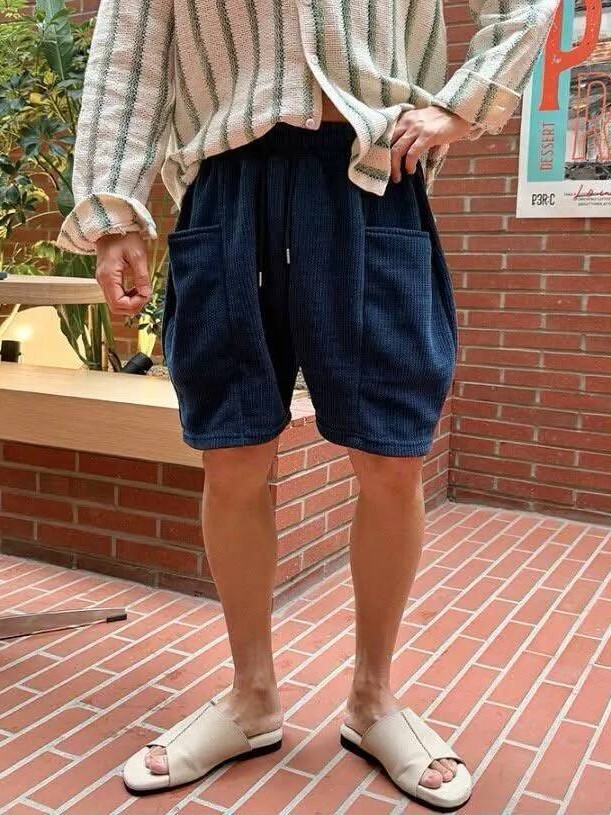 Cut-line knit balloon shorts